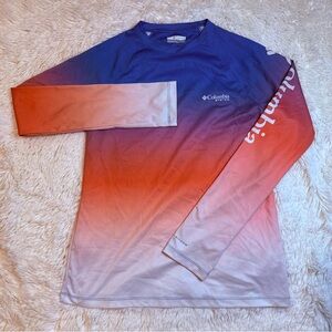 Columbia PFG men’s Blue/Orange Gradient Long Sleeve active shirt medium